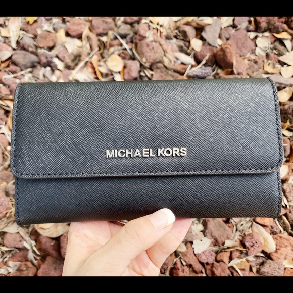 Michael kors large trifold wallet black - Picture 1 of 5